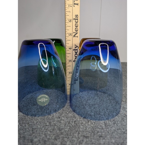 Set Of 4 Assorted Color Lenox Glass Tumbler Glasses Stemless Blue Yellow Green - Picture 9 of 10